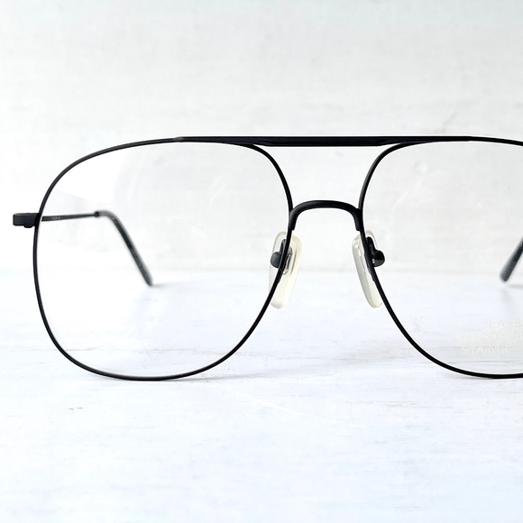Vintage Matte Stainless Minimal Low Profile Aviator Eyeglasses LA PLUME Japan